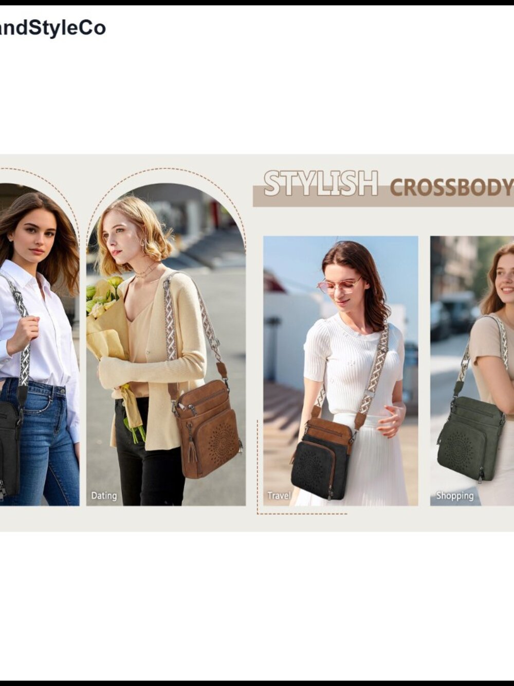 Womens Crossbody Bag PU Leather Built In Wallet Wide Strap Travel Shoulder Purse - Picture 6 of 6